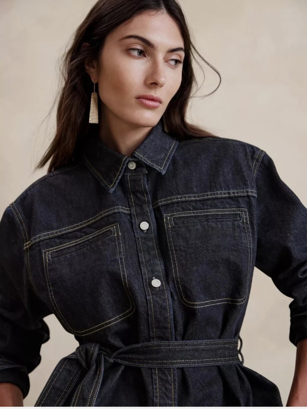 BANANA REPUBLIC Arizona Denim Shirt Jacket  XS Dark Rinse #758817 part of set